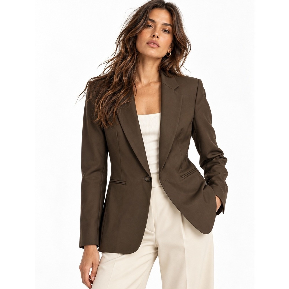 H&M Womens Single Button Blazer Jacket Dark Brown XS New With Tags